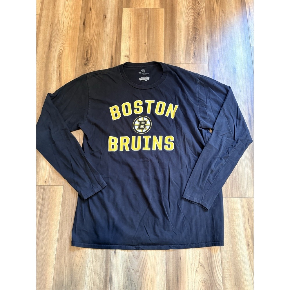 Fanatics Boston Bruins Long Sleeve T-shirt Black Hockey Large Men's
